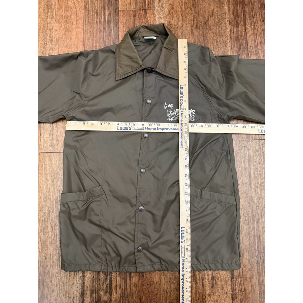 Vintage Jacket 1970s Nylon Windbreaker Small Bums Bummer Green Brown - Picture 5 of 6